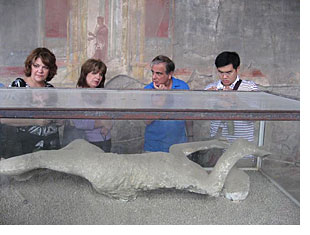Plaster cast of victim in Pompeii