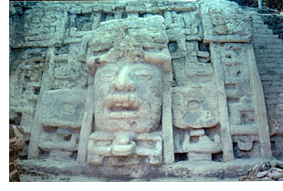 stone mask at Lamanai temple