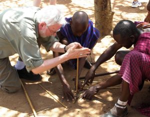 Masai in Kenya show Robert Scheer how to make fire