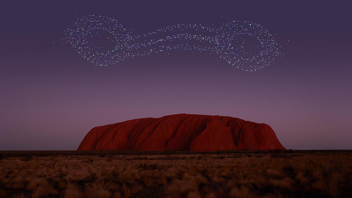 light show above Uluru
