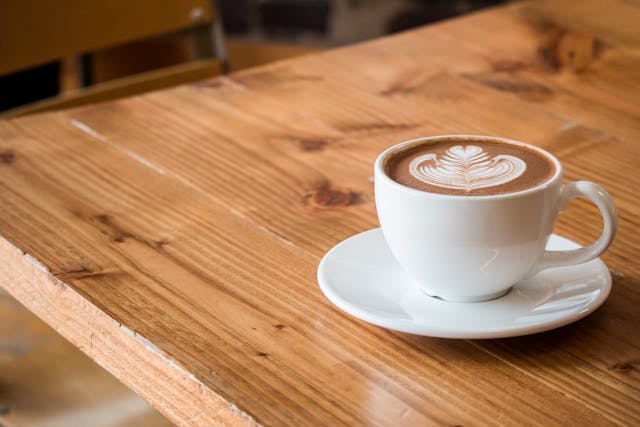 Cappuccino in Austin coffeeshop after a whole day of discovering local treasures after amove to Austin